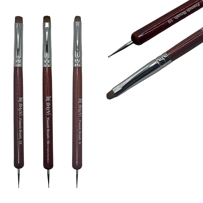 2-Piece Sable Brush Set: Professional Acrylic French Manicure Clean-up Brush and Bend Nail Dottin... | Amazon (US)