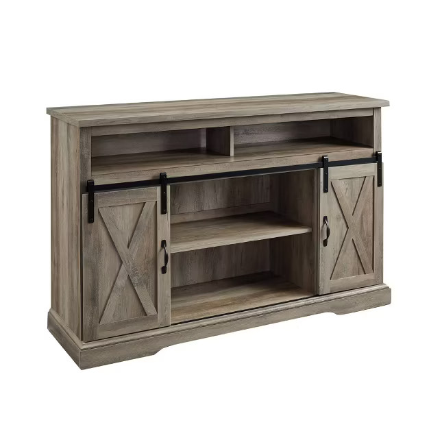 Farmhouse Sliding Barndoor Highboy TV Stand for TVs up to 58" - Saracina Home | Target