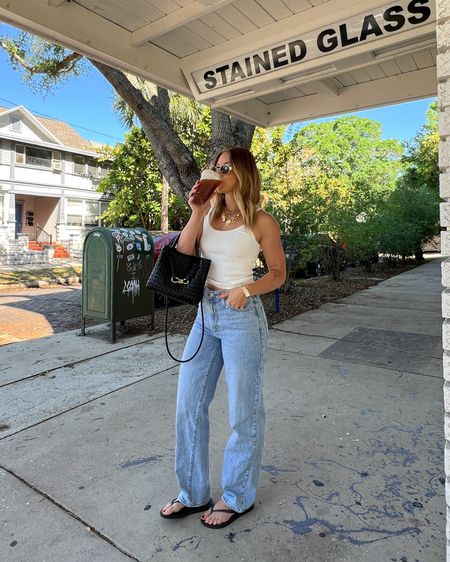 3/29/24 Casual friday ootd 🫶🏼 Baggy jeans, Levi jeans, havaianas flip flops, flip flop outfits, casual outfits, casual outfit inspo, Celine sunglasses, celine sunglasses outfit, tank top and jeans outfit, spring outfits, spring fashion 2024 