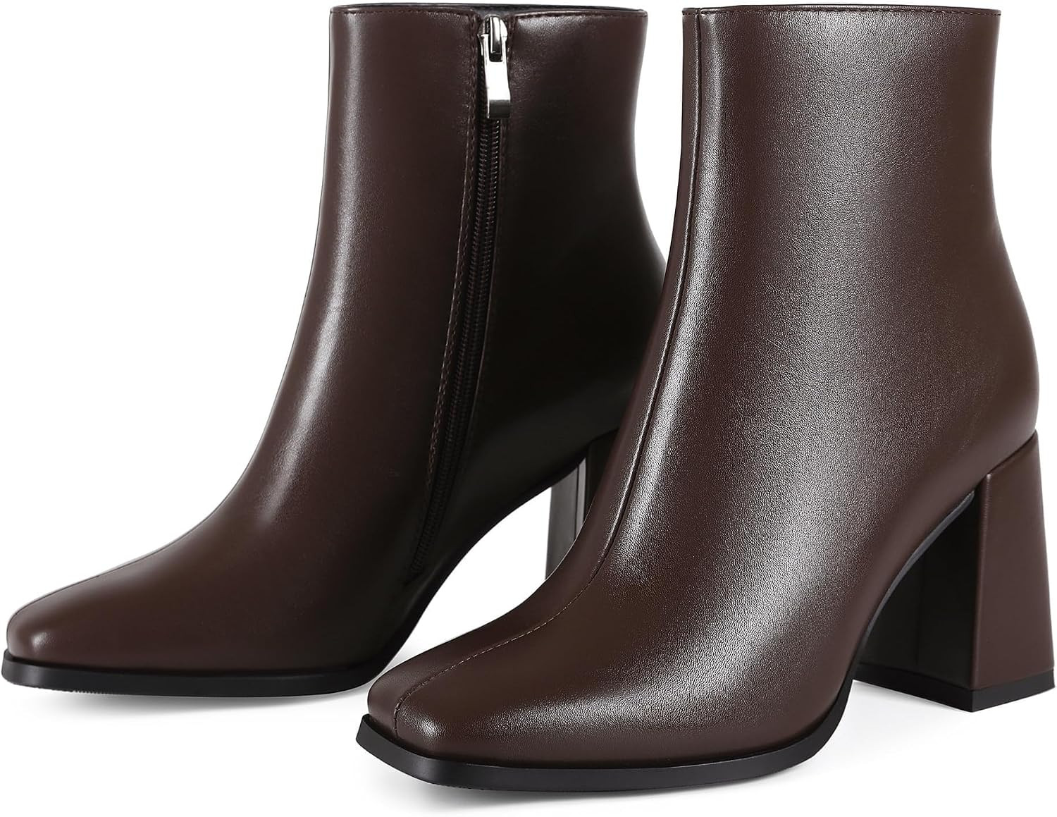 Womens Square Toe Ankle Boots Chunky Block Heel Short Boots | Amazon (US)