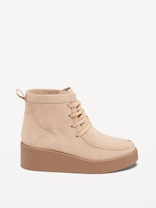 Faux-Suede Wedge Boots for Women | Old Navy (US)