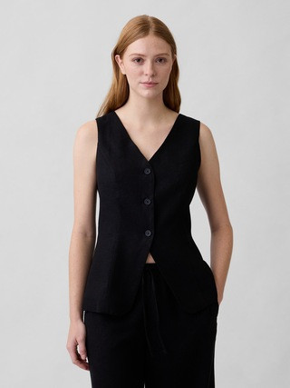 Longline Linen-Blend Vest | Gap Factory | Gap Factory