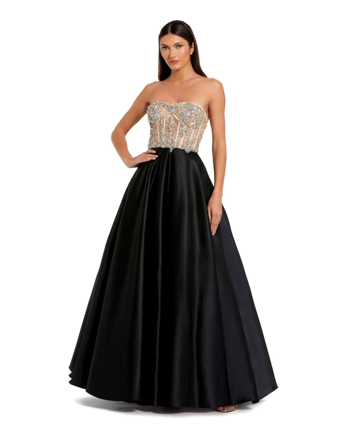Mac Duggal Women's Strapless Embellished Bustier Ball Gown - Black | Macy's