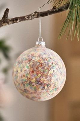 Frosted Sequin Glass Globe Ornament | Terrain