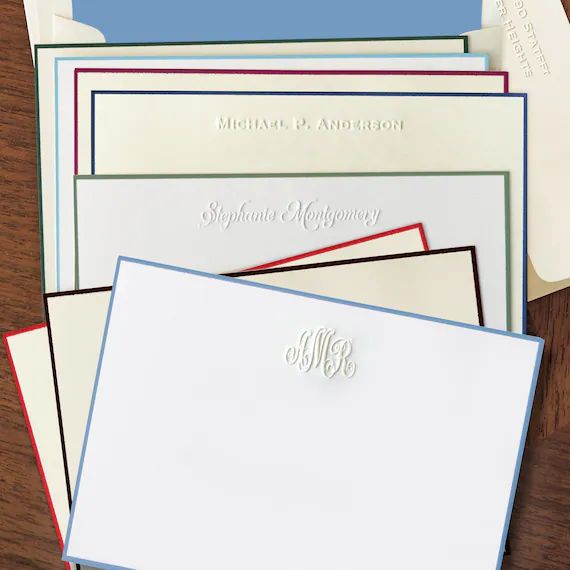 Embossed Note Cards | Emboss Stationery | Hand Bordered Stationary |  Stationery Gift Set | Set o... | Etsy (US)