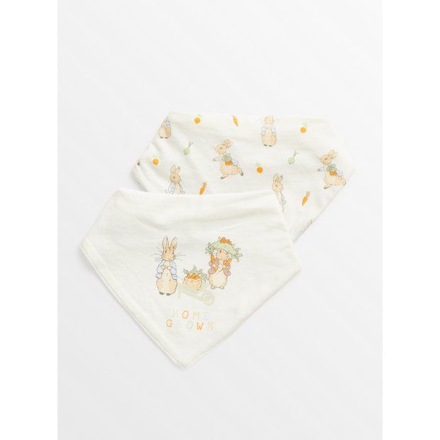 Peter Rabbit Cream Hanky Bib 2 Pack One Size tuc143733244 | argos.co.uk