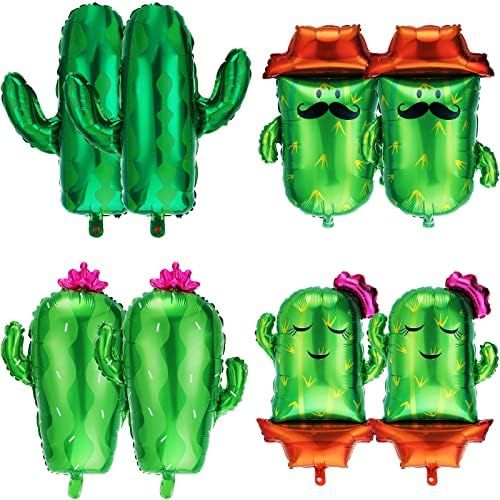 8 Pieces Cactus Foil Balloons Large Cactus Mylar Balloons Jumbo Balloons for Mexican Theme Party Fie | Amazon (US)