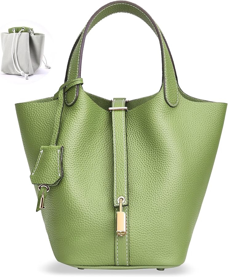 Designer Leather Bucket Bags for Women: Trendy Genuine Leather Tote Purses - Luxury Satchel Top-H... | Amazon (US)