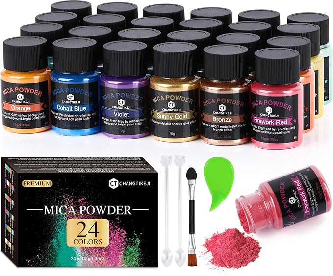 Mica Powder，24 Colors - 10g/Bottle of Natural Pigment Powder for Epoxy Resin，Soap Making，Ca... | Amazon (US)