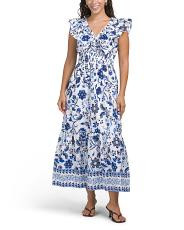 Ruffle V-neck Floral Maxi Dress | TJ Maxx