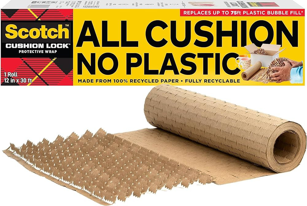 Scotch Cushion Lock Protective Wrap, 12 in x 30 ft, Sustainable Packaging Solution for Packing, S... | Amazon (US)