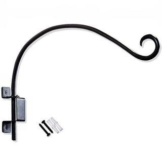 Swivel Hanging Plant Bracket 16 Inch Black Iron Curved Wall Mount Outdoor Hook with 8 Gear Rotation Single | The Home Depot