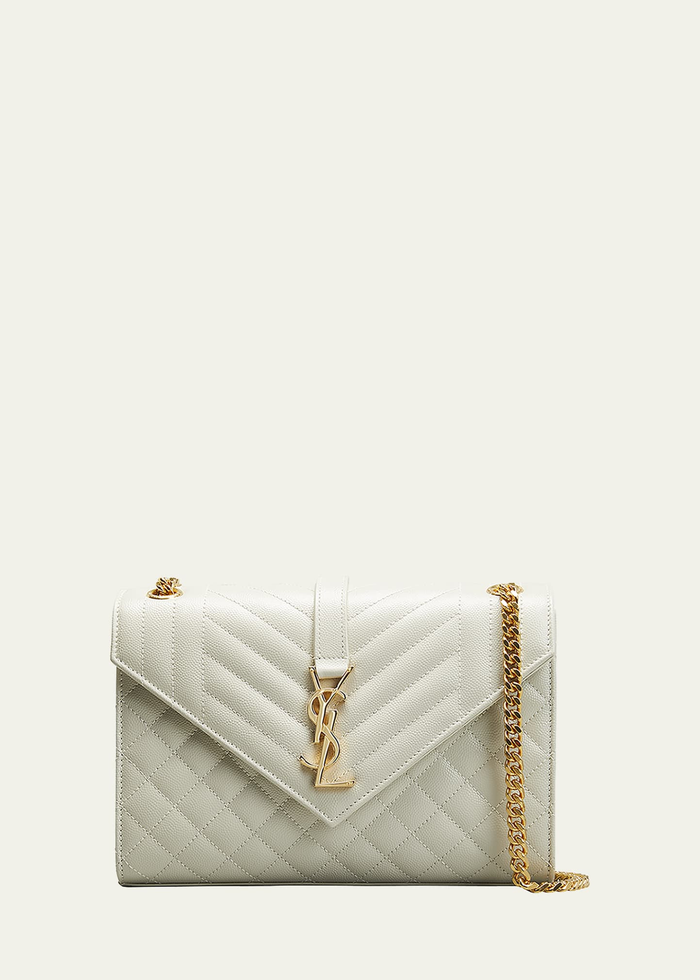 Saint Laurent Envelope Triquilt Medium YSL Shoulder Bag in Grained Leather | Bergdorf Goodman