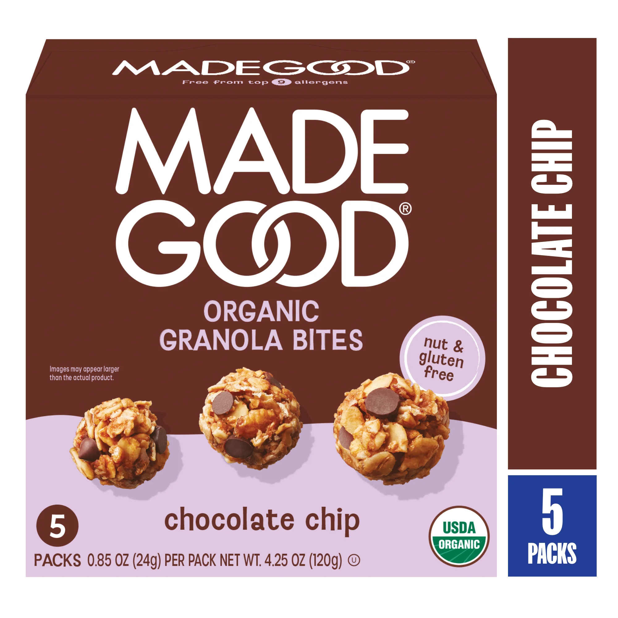 MadeGood Chocolate Chip Granola Minis, 5 Count Box, 0.85 oz Each | Walmart (US)