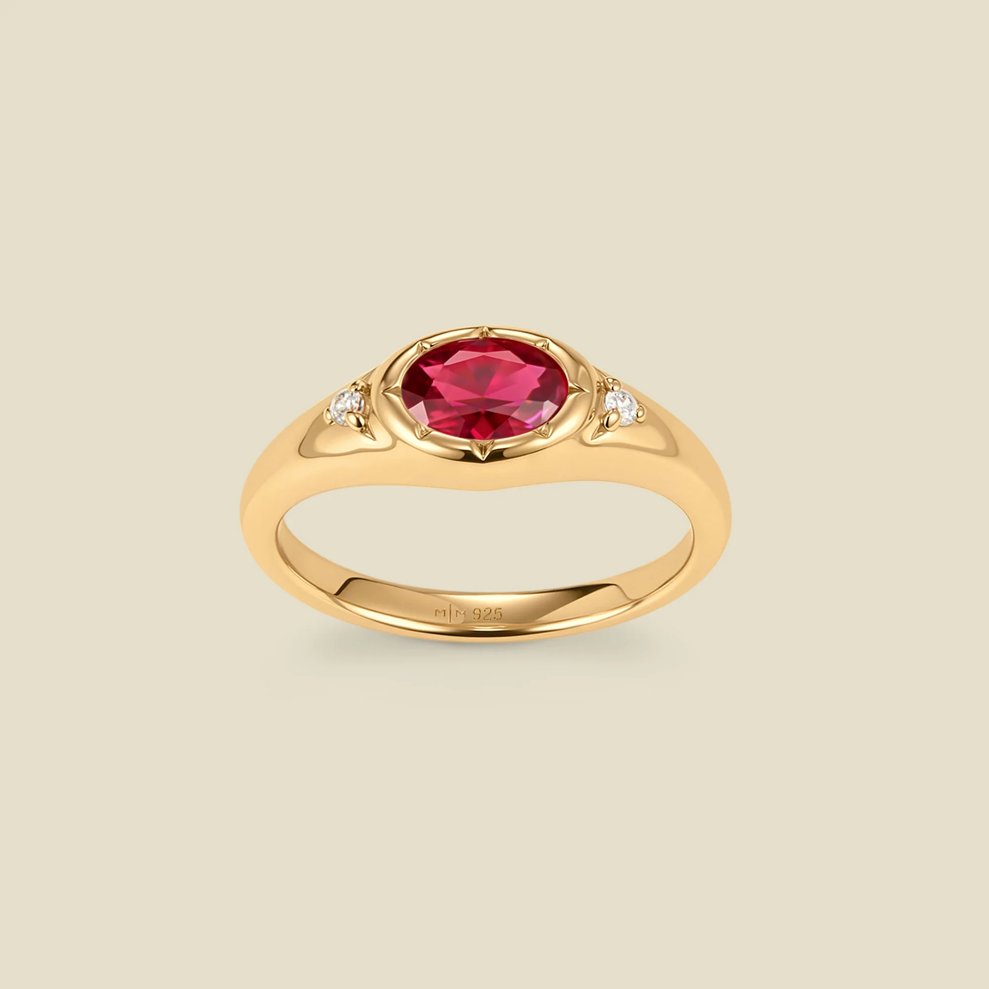 Oval Birthstone Signet Ring: Personalized Gold Vermeil Style | Made By Mary
