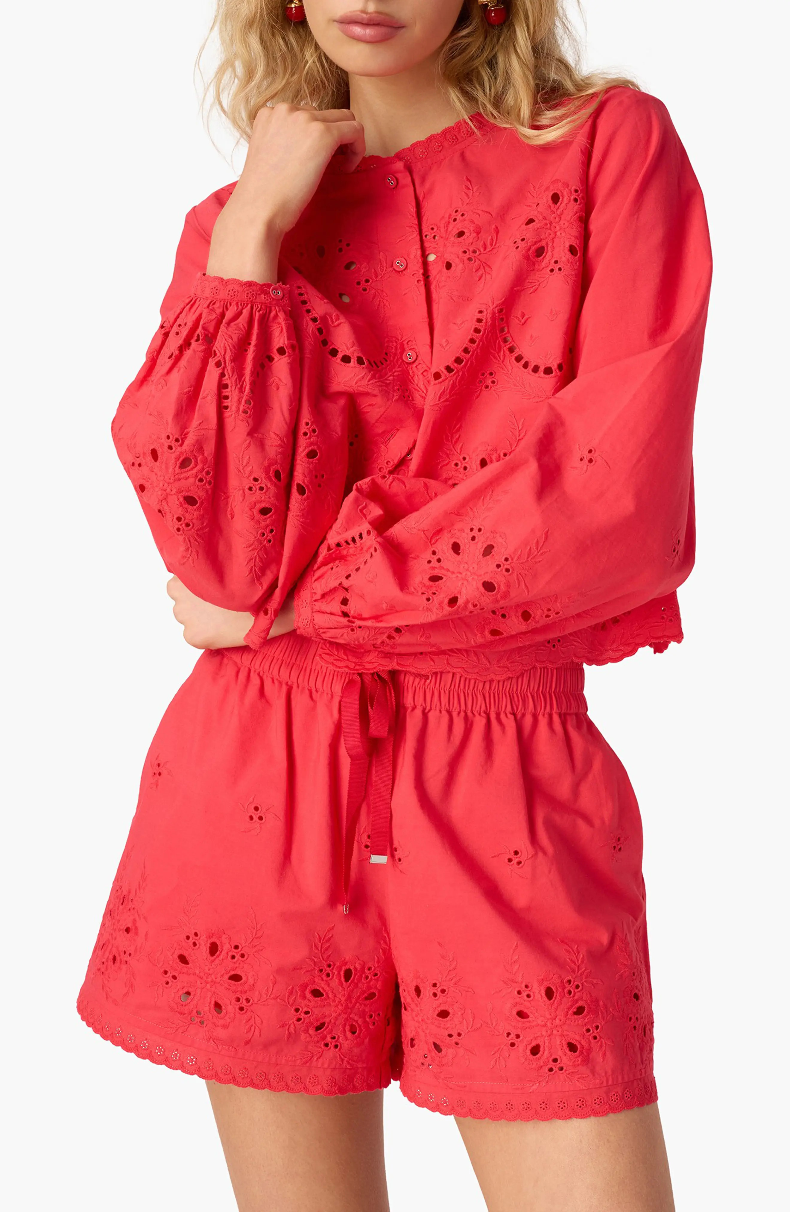CAMI NYC Kalena Embroidered Eyelet Long Sleeve Cotton Top (Women) | Nordstromrack | Nordstrom Rack