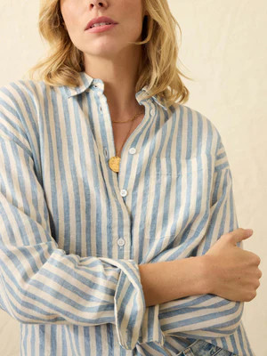 Laguna Linen Relaxed Shirt - Ocean Lucy Stripe | Faherty
