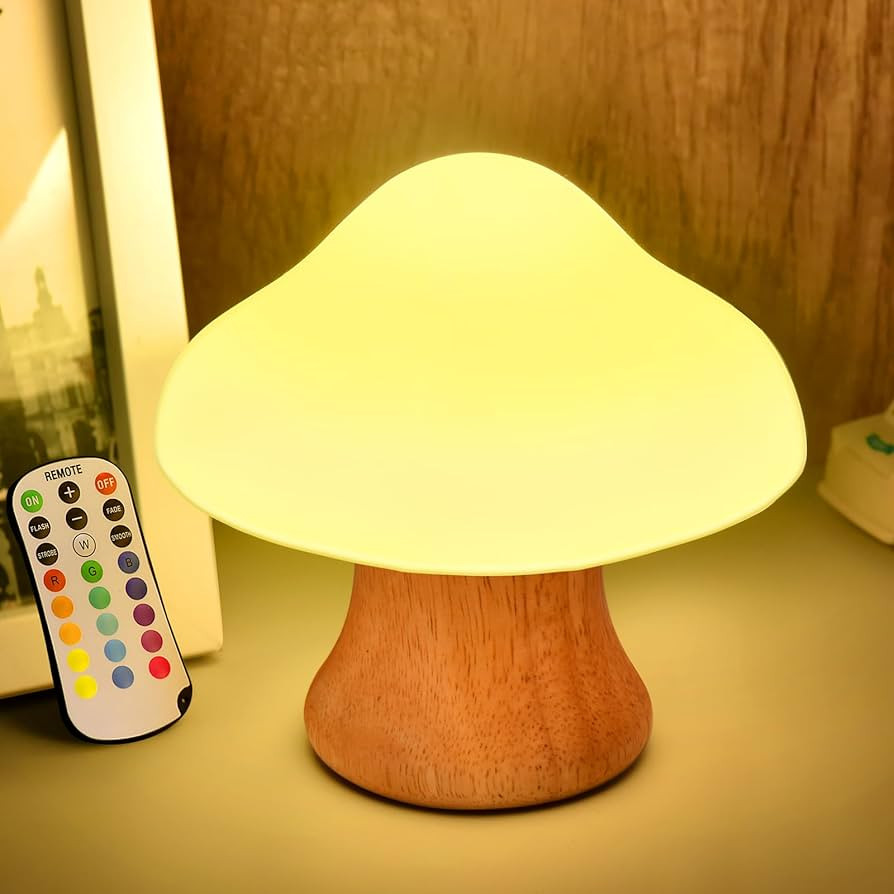 ANGTUO Wooden Mushroom Lamp, 16 Color Changing Mushroom Night Light, Adorable Mushroom Light with... | Amazon (US)