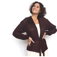 Knitted Raisin Color Jacket, Rosewood Cardigan, Dark Maroon Bolero, Long Sleeve Blazer, Knitted Brow | Etsy (US)