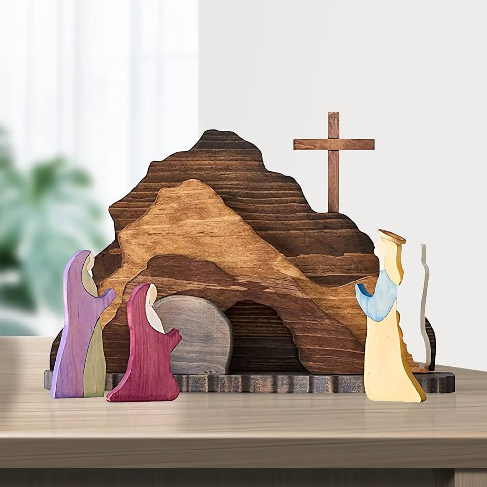 REIWIDE Easter Scene Wooden Decoration, Easter Table Decor, Religious Easter Decorations, Wood Ch... | Amazon (US)