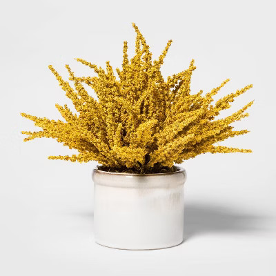 11" x 10" Artificial Goldenrod Arrangement in Ceramic Pot Yellow/White - Threshold™ | Target