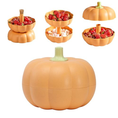 ADKBO Halloween Pumpkin Candy Bowl, Creative Pumpkin Candy Bowl to Hold Candy, Nuts, Fruits, Large 2-layered Candy Bowl for Halloween Home, Office Decor (Orange, Small) | Amazon (US)