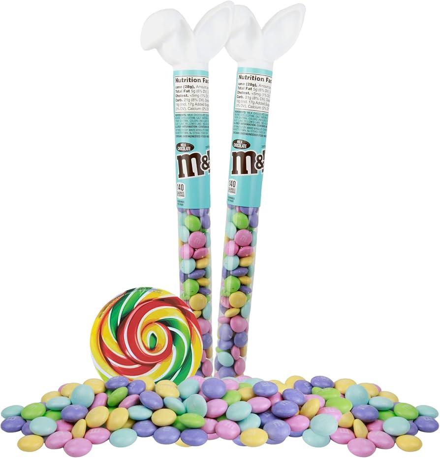 M&Ms Easter Inspired Tube, Chocolate Candy Filled Containers, Basket & Plastic Egg Fillers, 2 Pac... | Amazon (US)