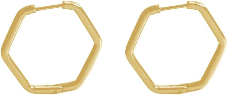 Stainless Steel Hexagon Square Minimalist Geometric Chic Big Large Hoop Earrings for Women Men Fa... | Amazon (US)