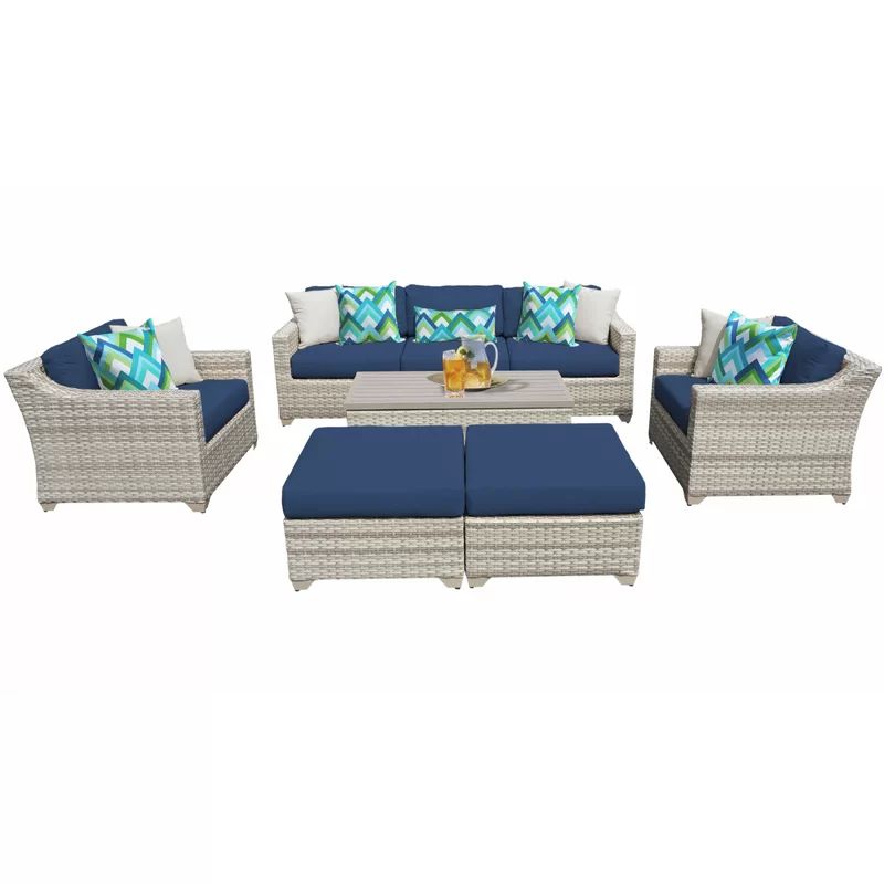 Falmouth Wicker/Rattan 7 - Person Seating Group with Cushions | Wayfair North America