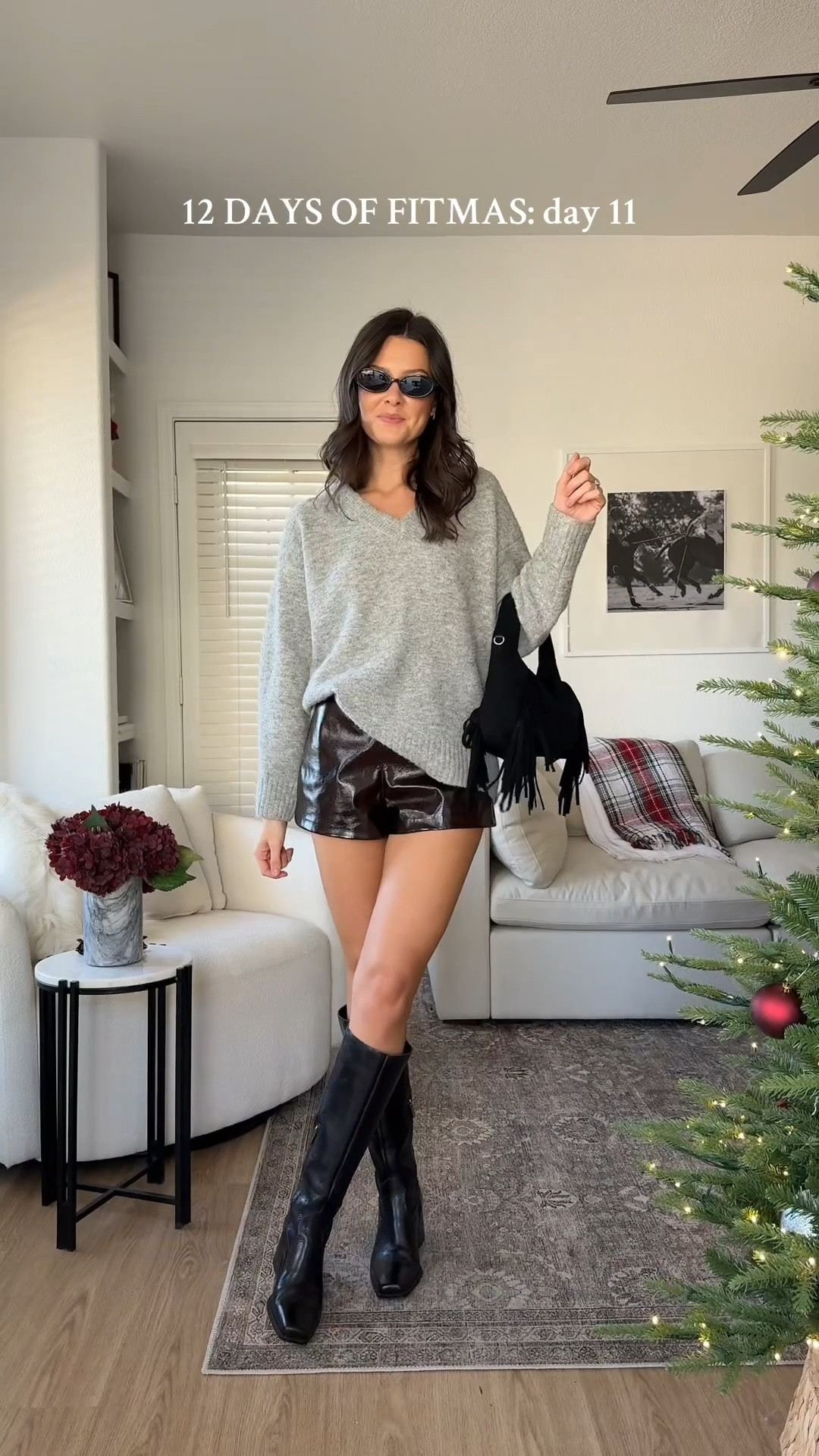 I’m 5’7” wearing XS in the v neck sweater and 25 curve love in the shorts  

#LTKSeasonal #LTKootd #LTKHoliday