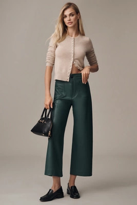 The Colette Faux Leather Crop Wide-Leg Pants by Maeve | Anthropologie (US)