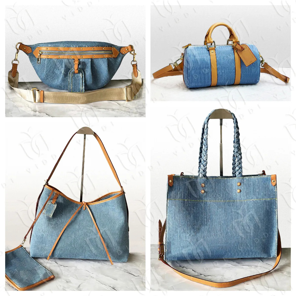New Luxury Designer denim bag Large Shoulder Bags Womens Denim tote bag Crossbody Blue Jean purse... | DHGate