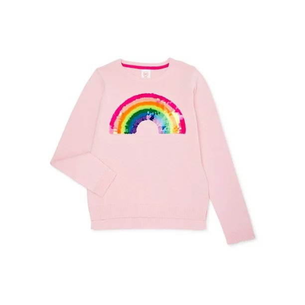 Wonder Nation Girls Embellished Pullover Sweater, Sizes 4-18 & Plus | Walmart (US)