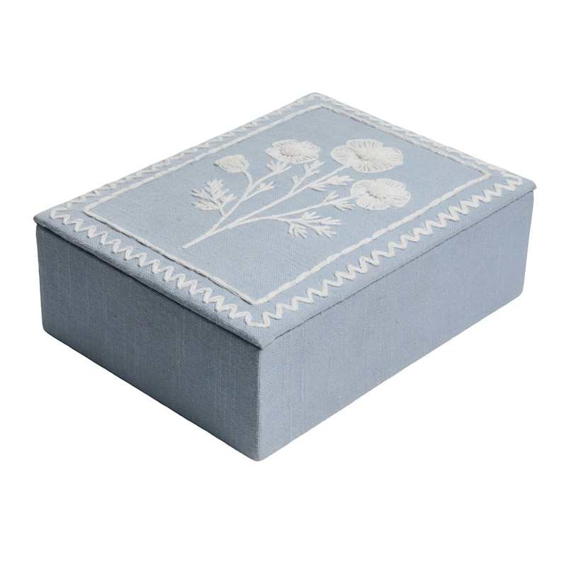 Blue Embroidered Book Box, 8x6 | At Home