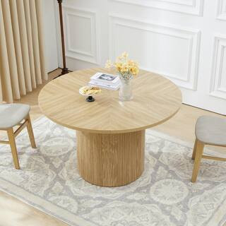 ATHMILE Natural Wood 47.24 in. Pedestal Dining Table Seats 4 NAD-6501H120-C - The Home Depot | The Home Depot