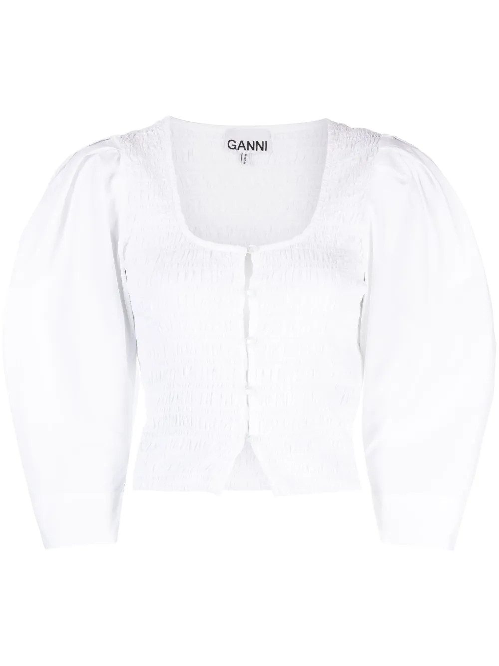 GANNI Organic cotton-poplin Blouse | White | FARFETCH | Farfetch Global