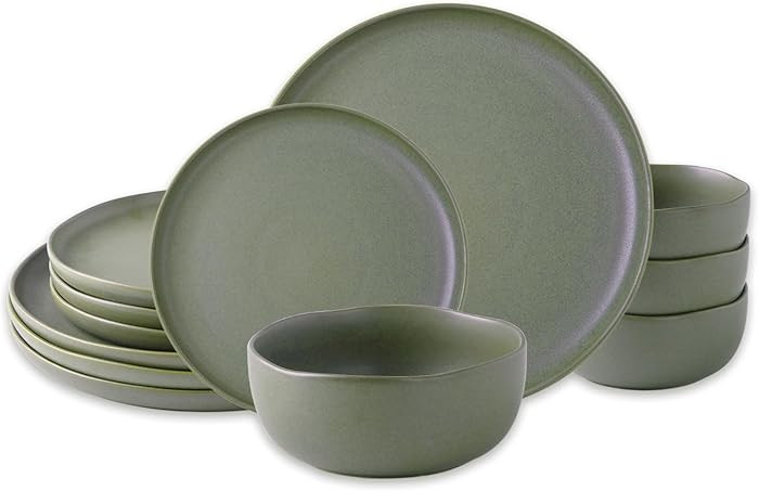 AmorArc Stoneware Dinnerware Sets, Wavy Rim Ceramic Plates and Bowls Sets, Highly Chip and Crack ... | Amazon (US)