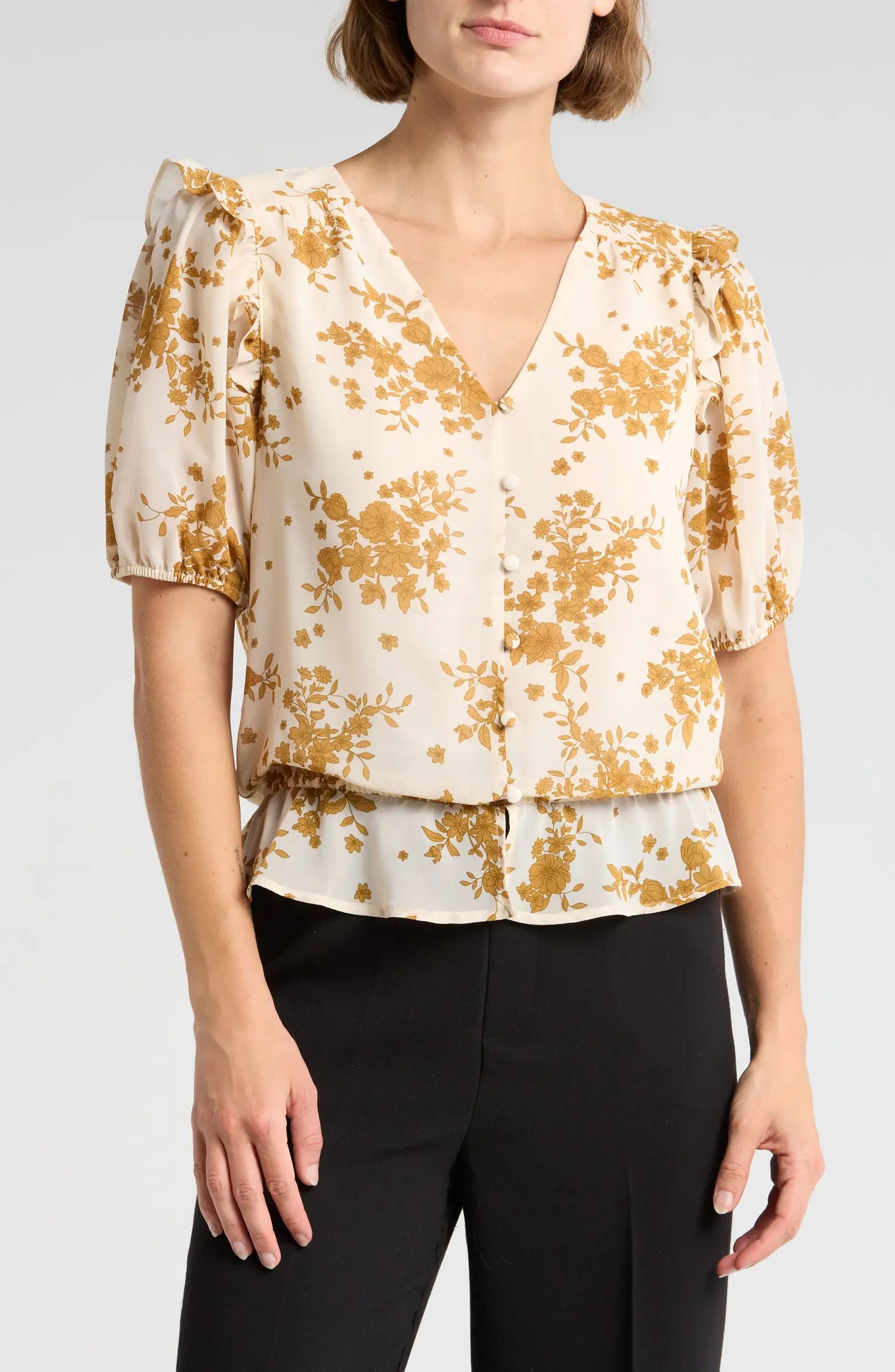 Pleione Puff Sleeve Peplum Top | Nordstromrack | Nordstrom Rack