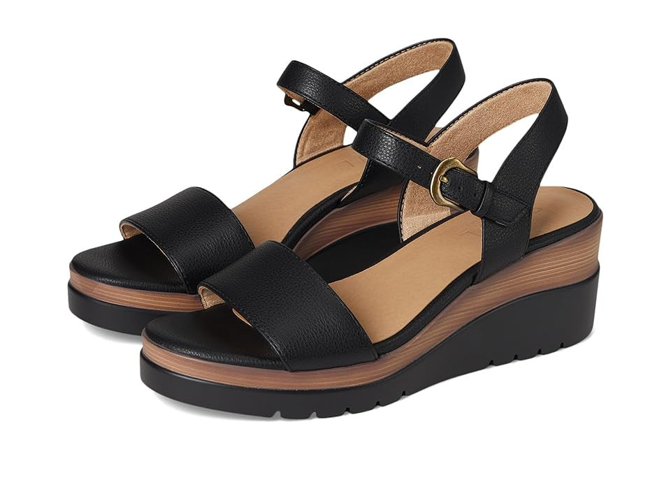 Naturalizer Graciela Wedge Sandals Women's Wedge Shoes Black Faux Leather: 9.5 M (B) | Zappos.com
