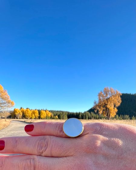 Love this mother of pearl ring from COLDWATER Creek. It has an adjustable brass band too. Great affordable ring to add to your holiday jewelry collection.

#LTKHoliday #LTKSeasonal #LTKGiftGuide