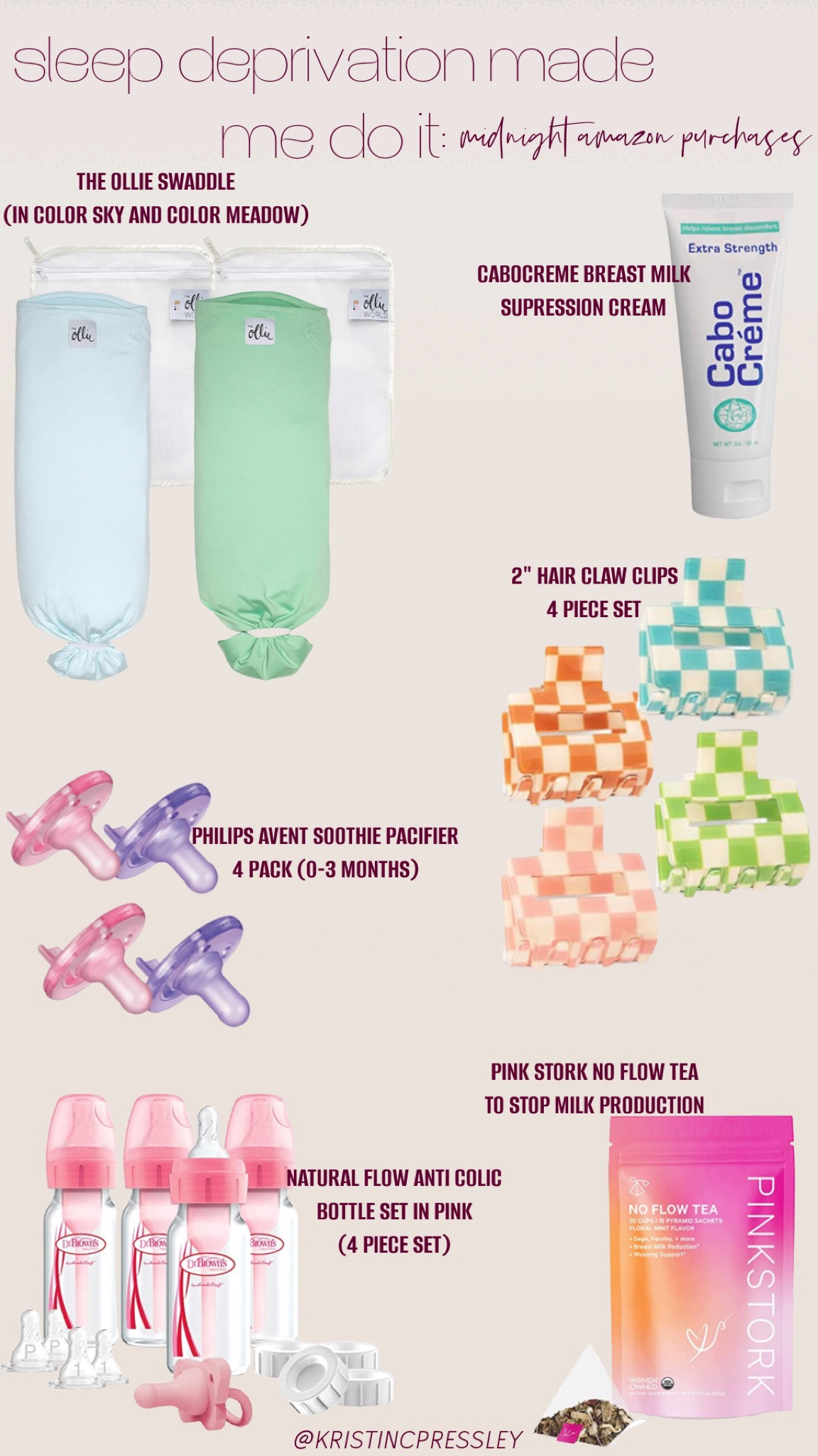 My recent midnight, Amazon purchase. Baby swaddle. Infant swaddle. Newborn swaddle. Ollie swaddle. Bottles. Baby bottles. Newborn must have. Maybe a real pacifier. Hair clips. Postpartum care.

#LTKunder100 #LTKFind #LTKbaby