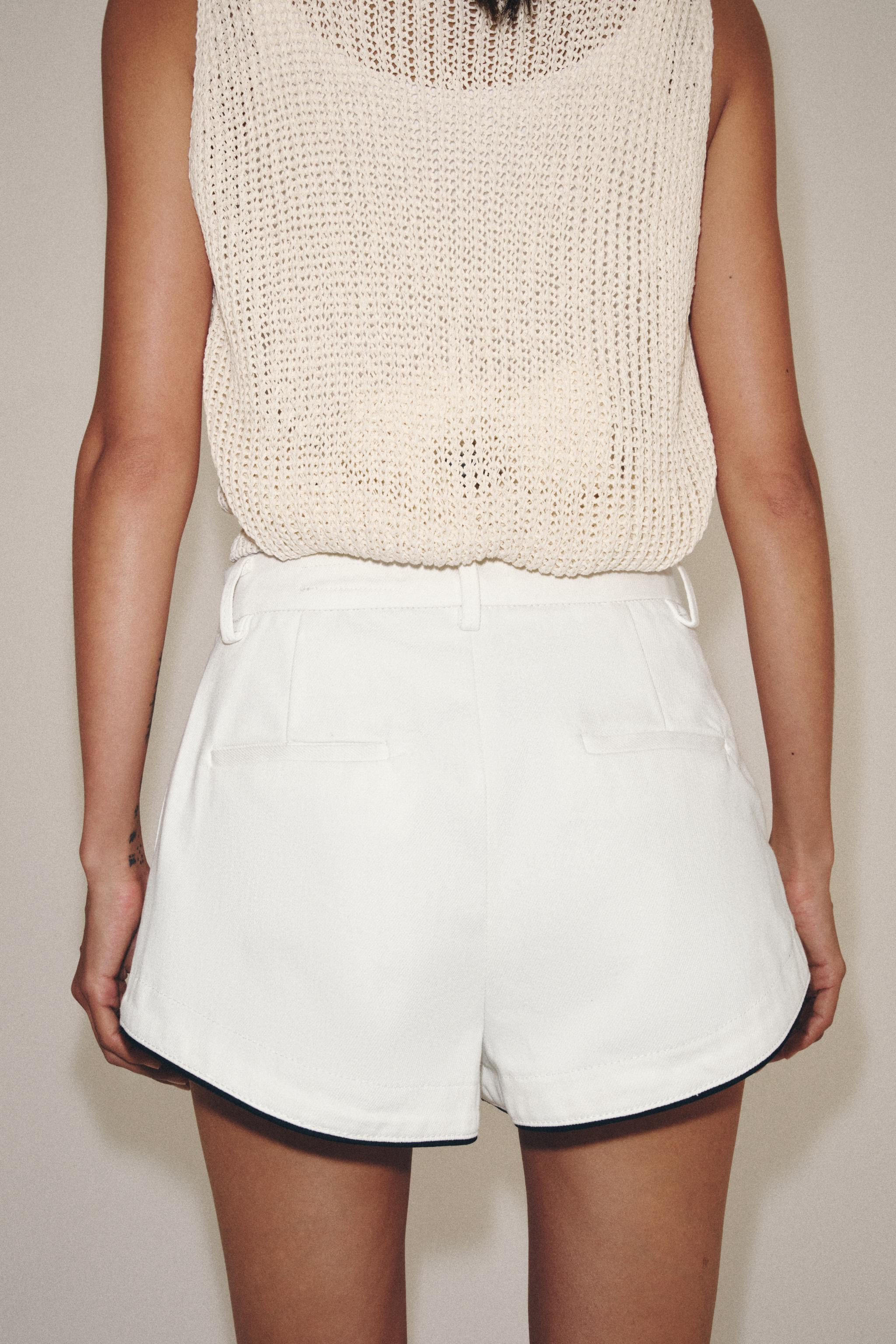 ZW COLLECTION PLEATED DENIM SHORTS | Zara US