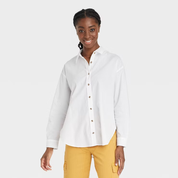 Women's Oversized Long Sleeve Button-Down Shirt - Universal Thread™ | Target