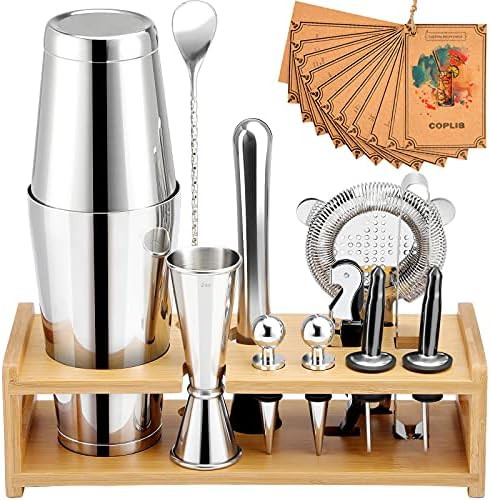 COPLIB 13 Pcs Rustproof Bartender Kit Cocktail Shaker Set with Stylish Stand, 304 Stainless Steel Ba | Amazon (US)
