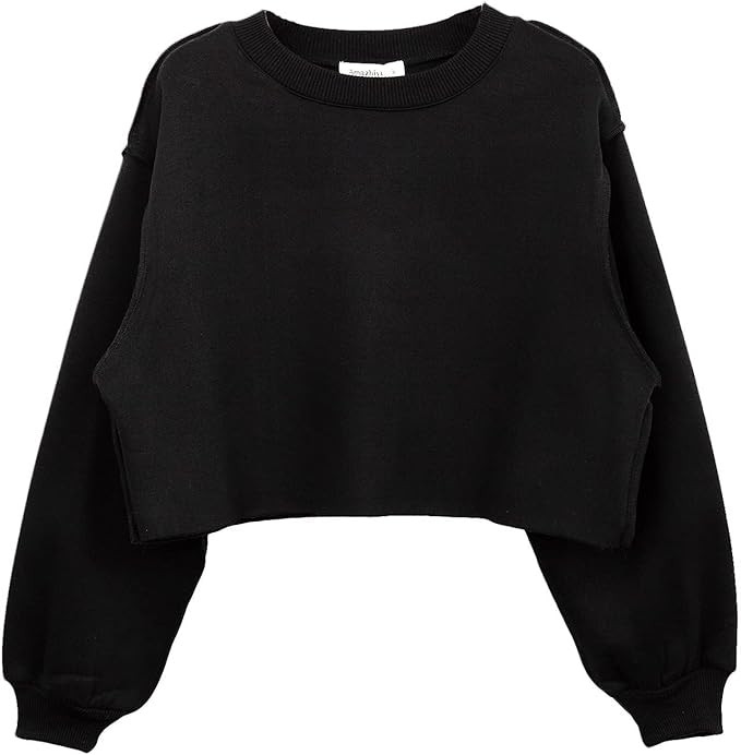 Women Pullover Cropped Hoodies Long Sleeves Sweatshirts Casual Crop Tops for Spring Autumn Winter | Amazon (US)
