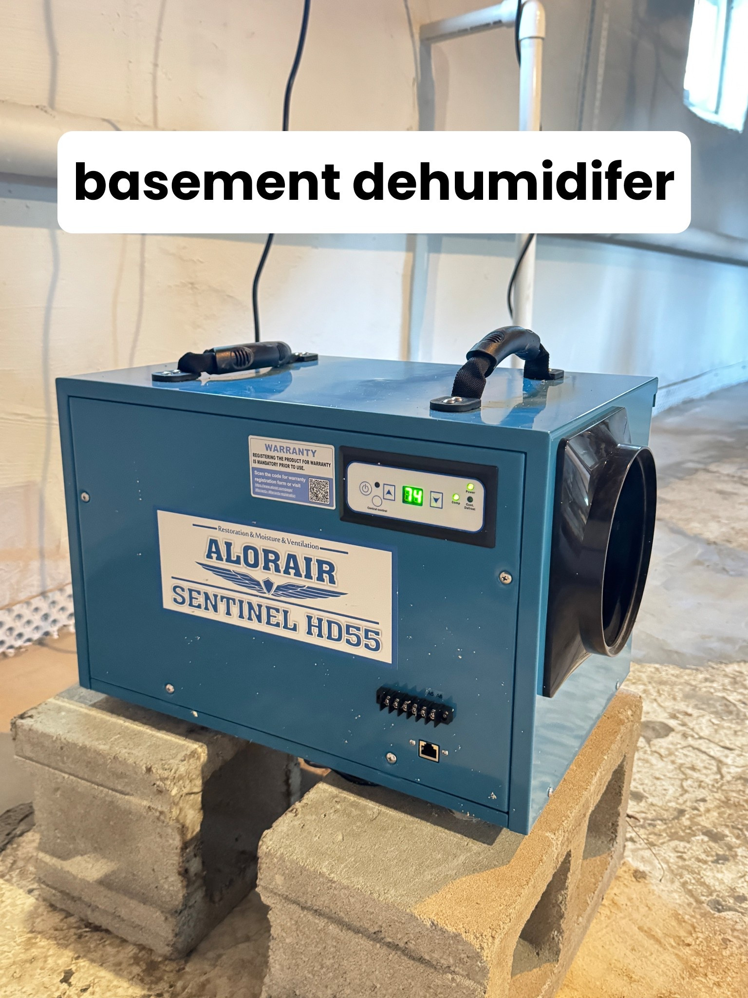 Commercial dehumidifier for basements and crawlspaces
