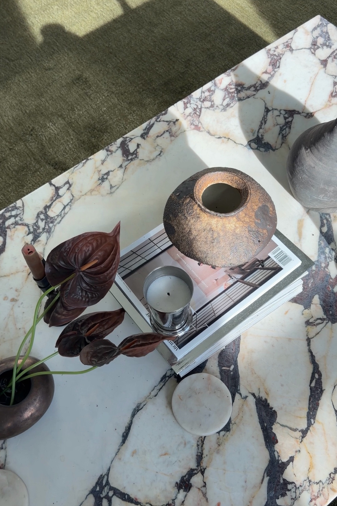 Oh Eternity Modern calacatta viola marble coffee table, how I love you so. I’ve been trying to keep this coffee table styling minimal and sculptural so the veining can actually breathe. 

#LTKHome