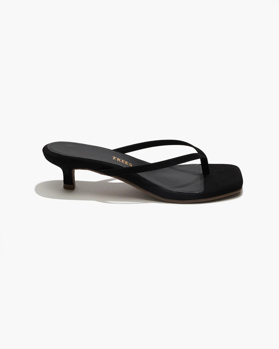 TKEES Square Toe Julia Suede Flip Flops in Sable | TKEES