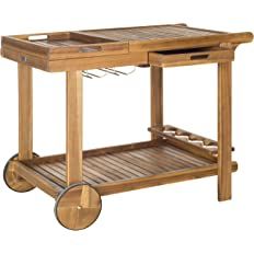 Safavieh -Outdoor Collection Orland Natural Wood Tea Trolley Cart | Amazon (US)