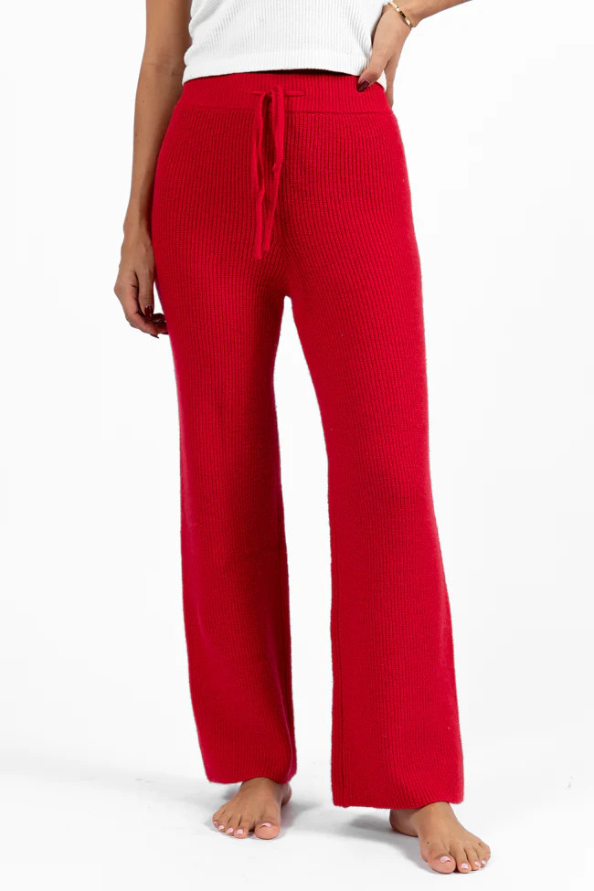 Cloud Chaser Red Sweater Knit Pants DOORBUSTER | Pink Lily